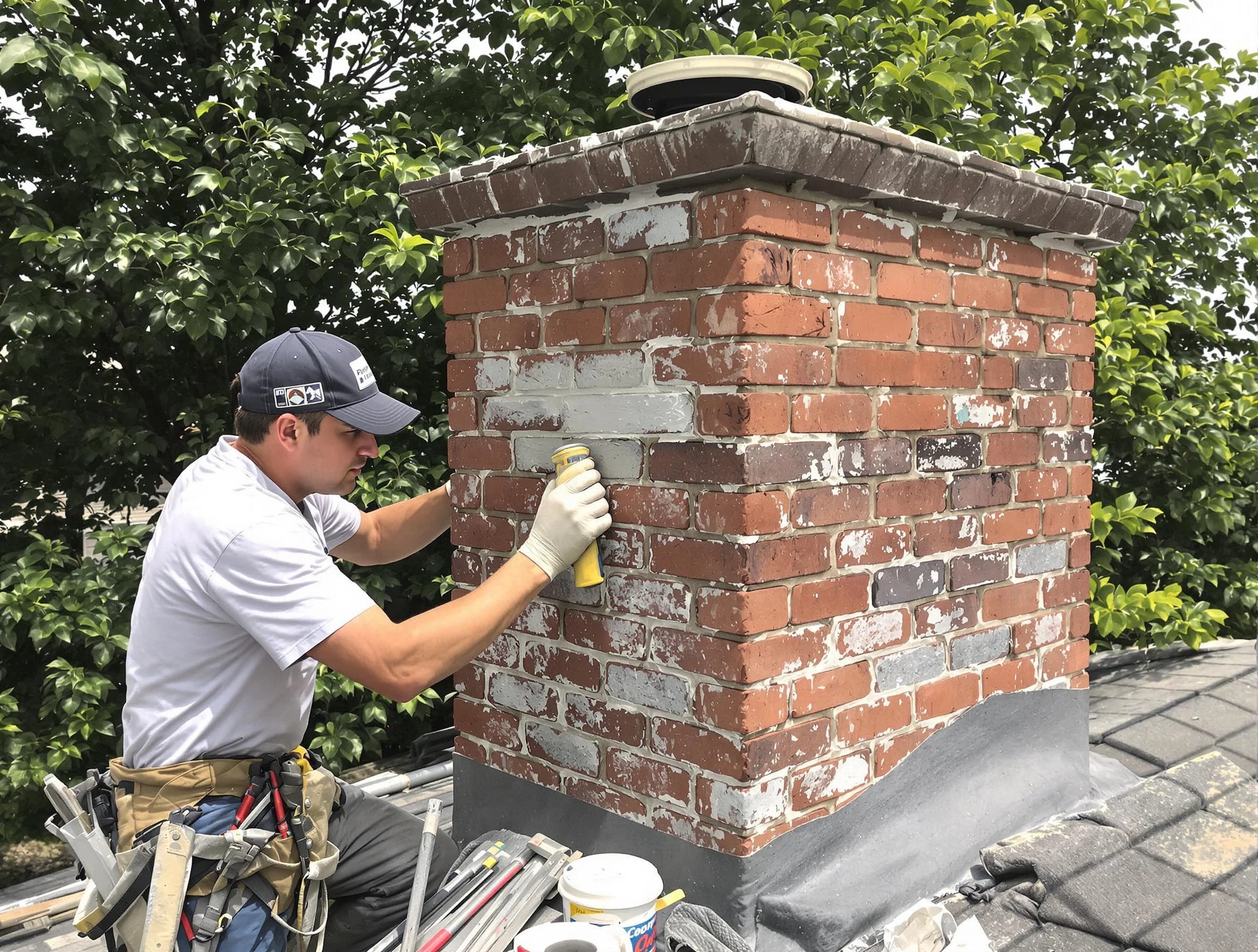 Manchester Chimney Sweep restoring an aging chimney in Manchester, VA