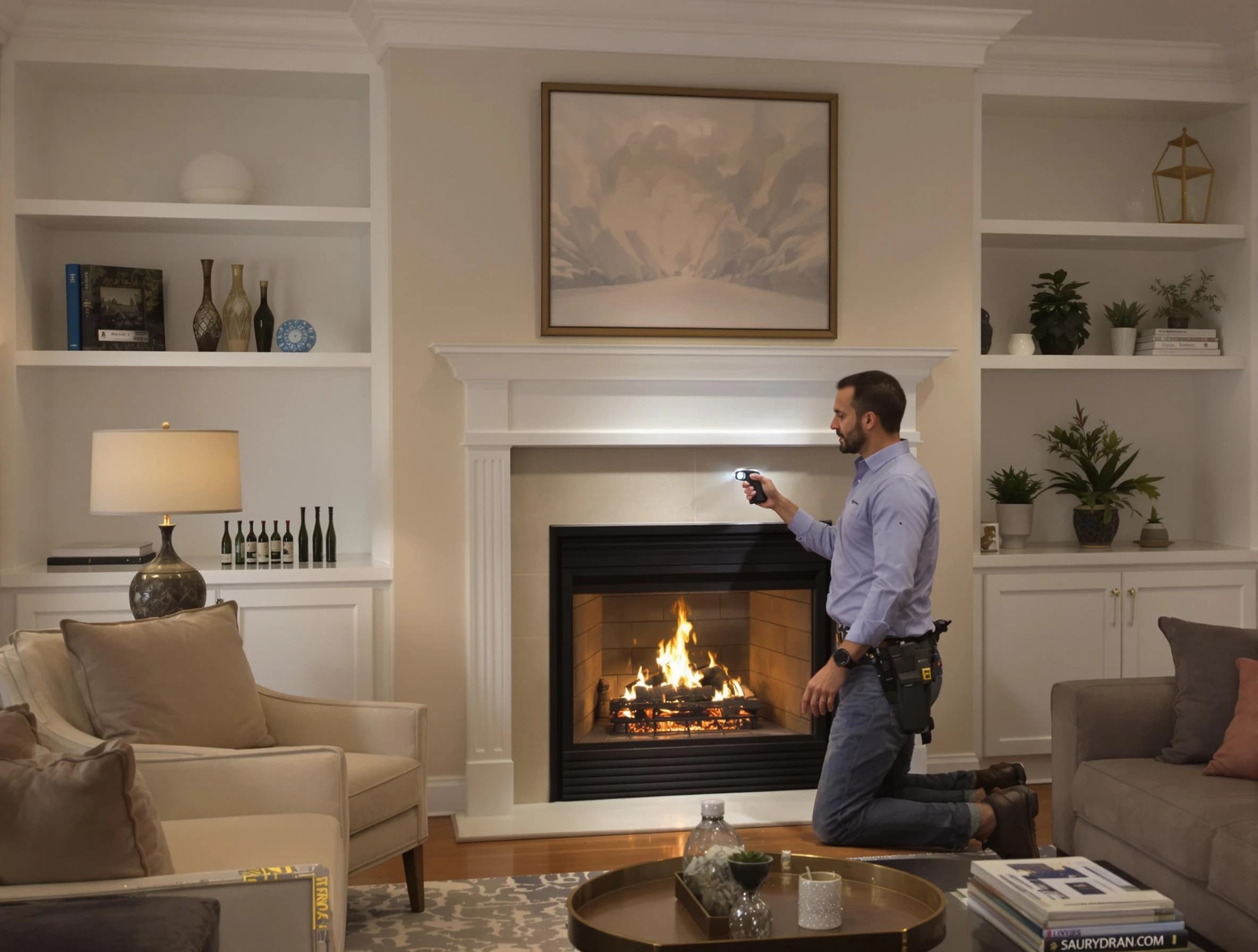 Manchester Chimney Sweep conducting a fireplace safety inspection in Manchester, VA