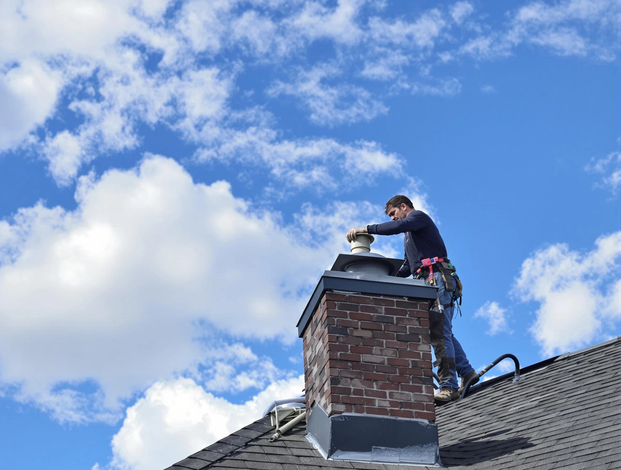 Manchester Chimney Sweep installing a sturdy chimney cap in Manchester, VA