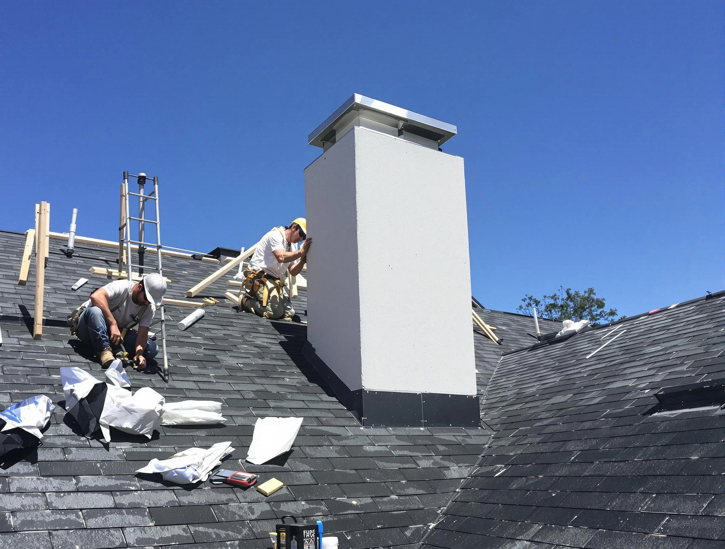 Manchester Chimney Sweep crew installing a new chimney in Manchester, VA