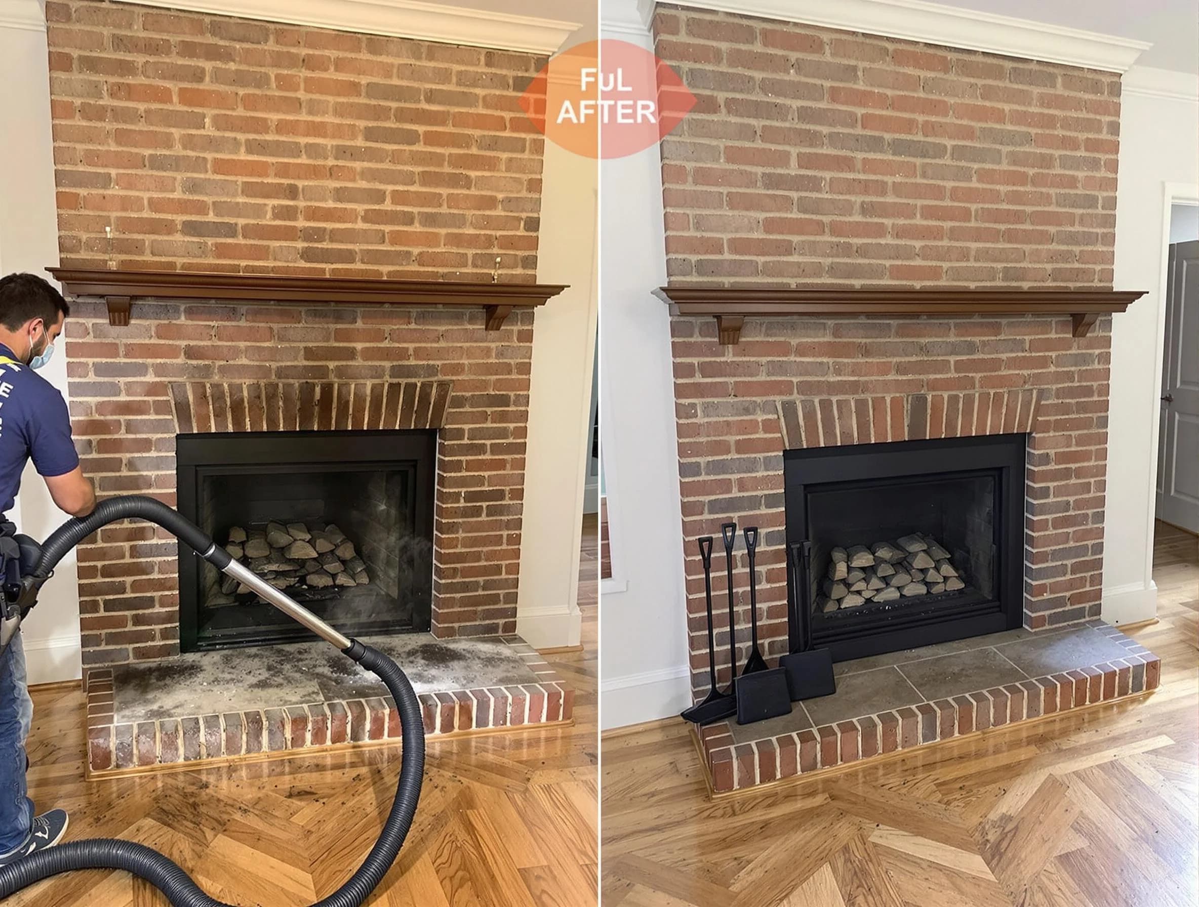 Manchester Chimney Sweep carefully sanitizing a fireplace in Manchester, VA