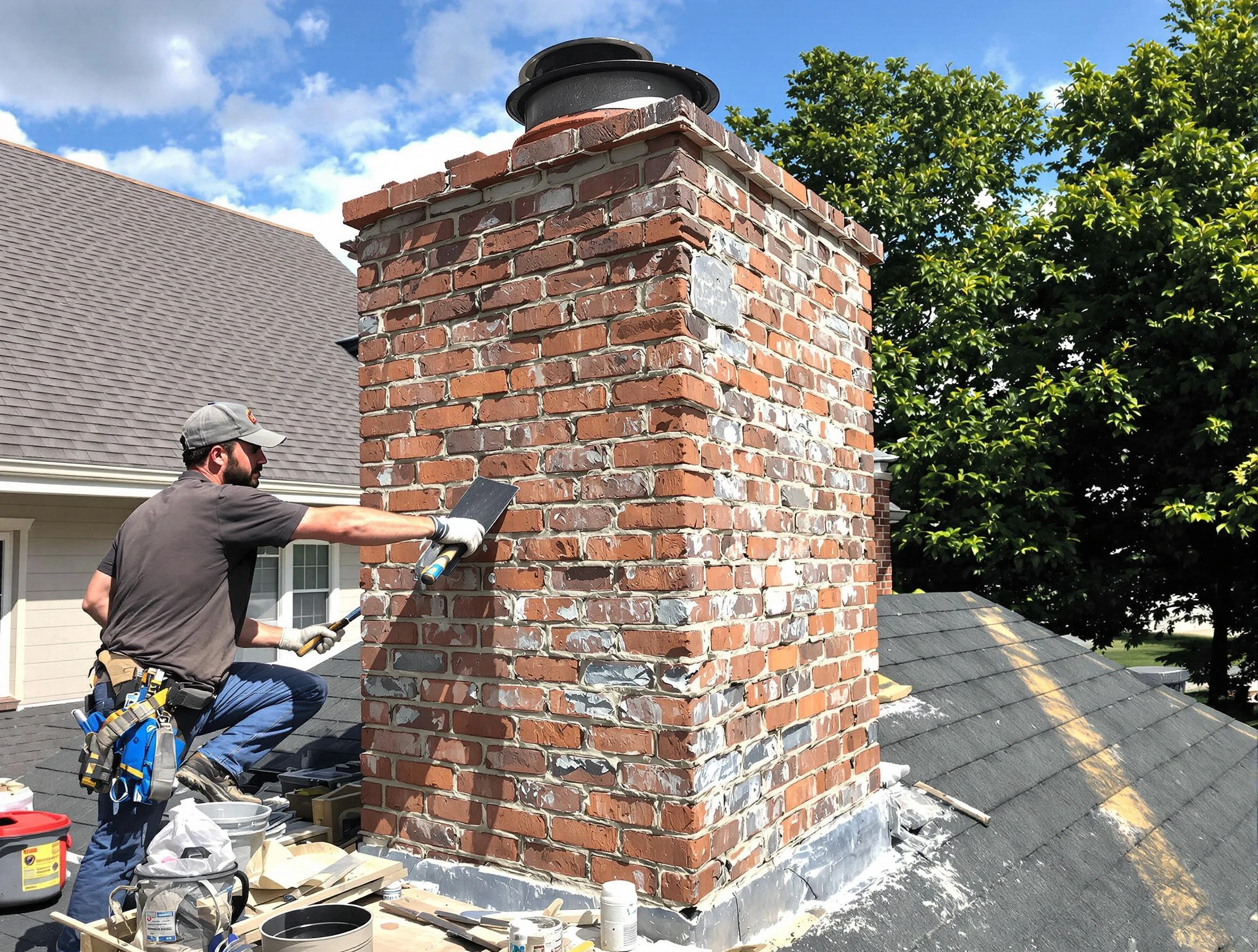 Completed chimney rebuild by Manchester Chimney Sweep in Manchester, VA