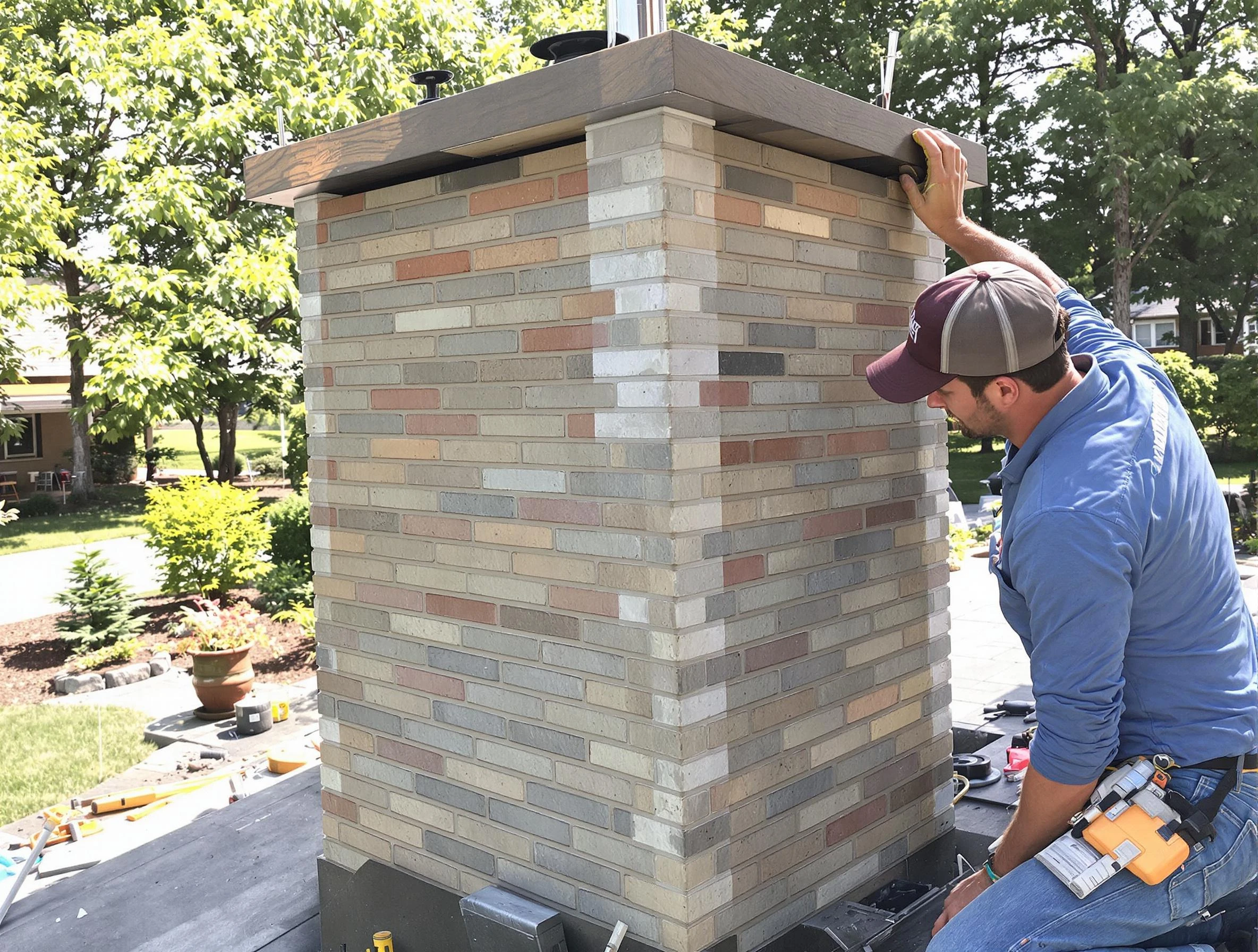 Manchester Chimney Sweep completing a modern chimney remodel in Manchester, VA