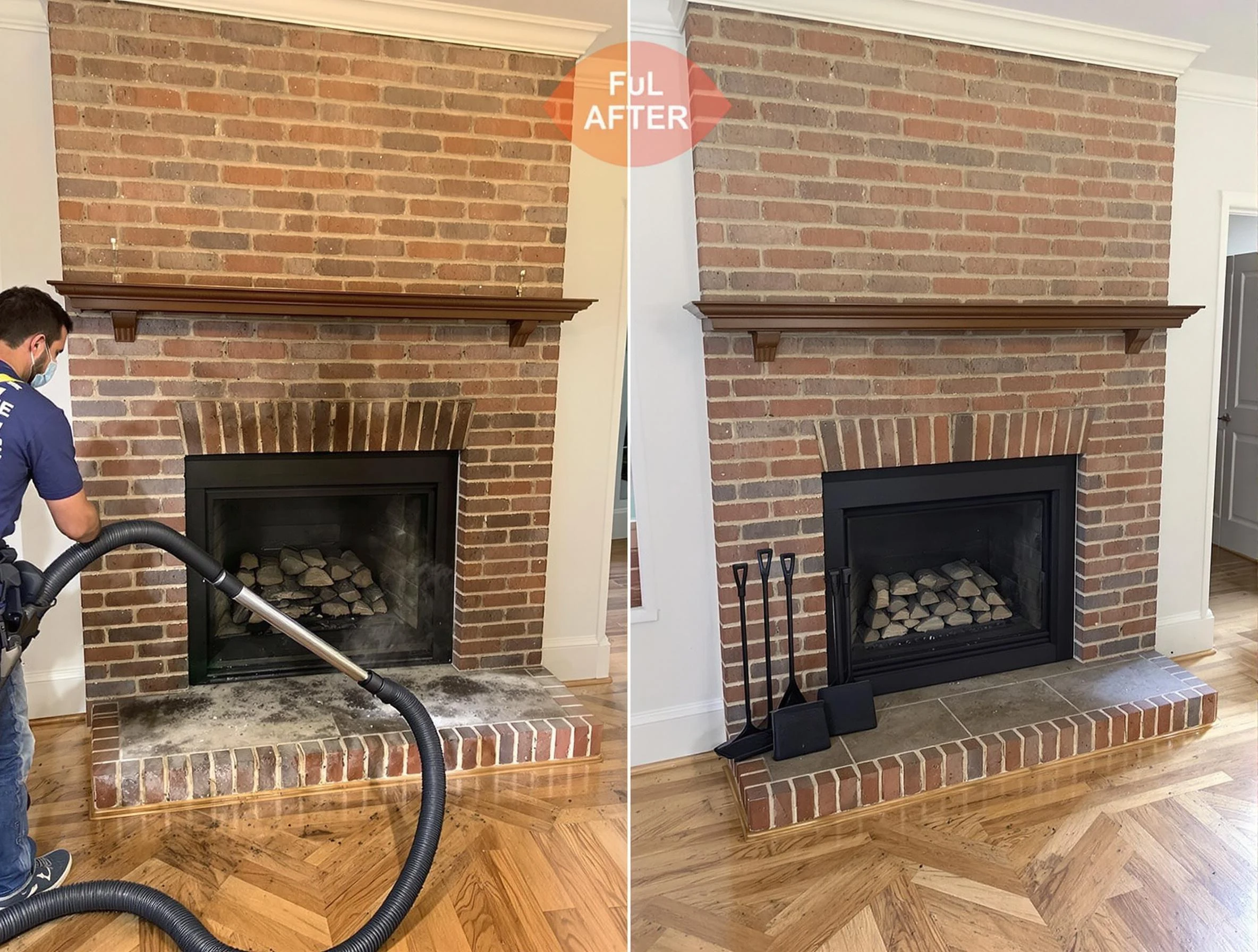 Manchester Chimney Sweep carefully sanitizing a fireplace in Manchester, VA