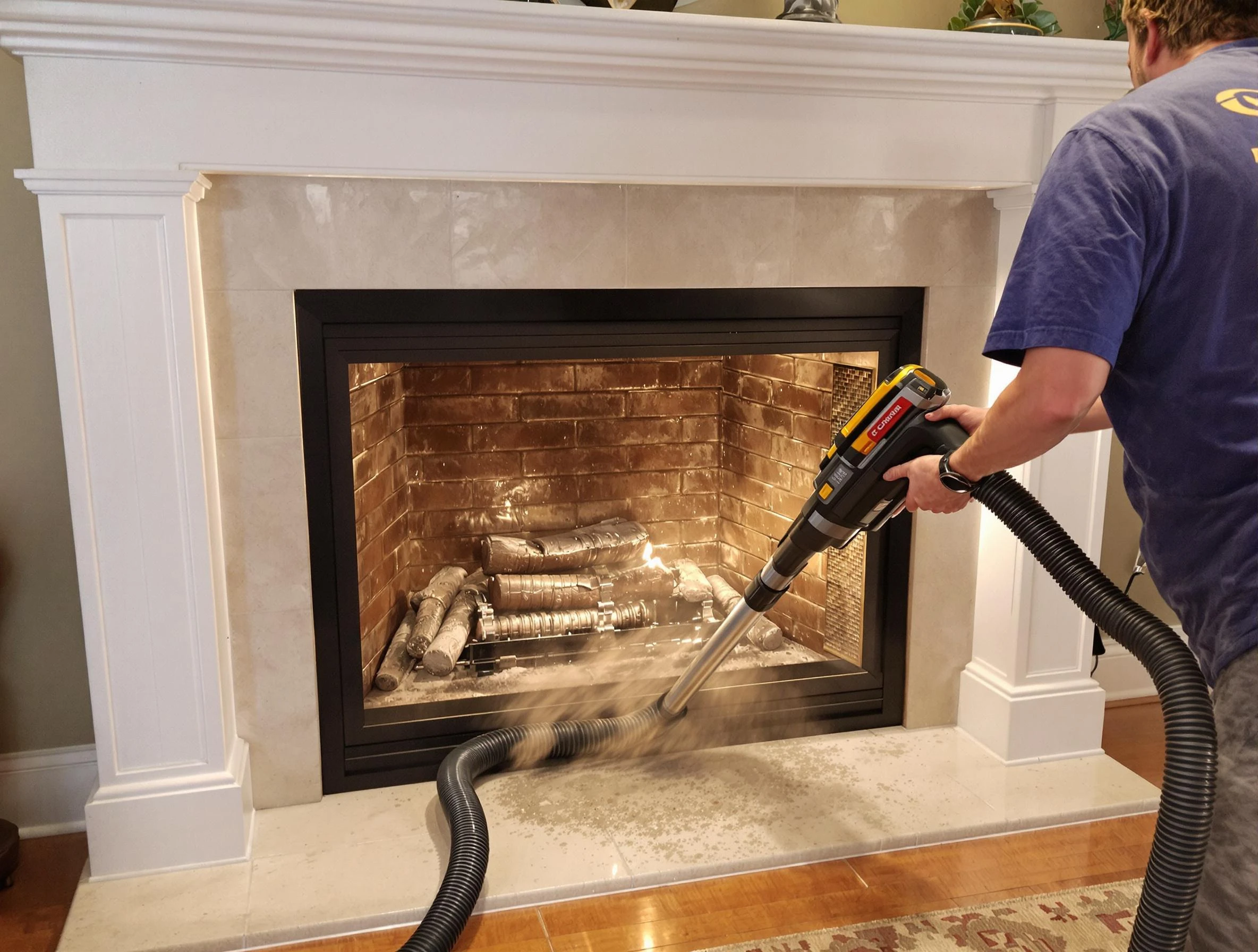 Fireplace cleaning performed by Manchester Chimney Sweep in Manchester, VA